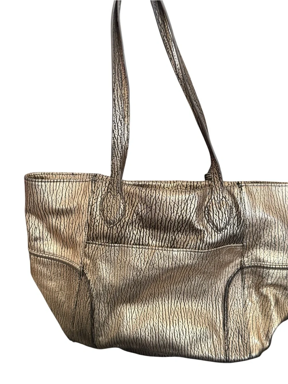 Aimee Kestenberg Metallic Gold Textured Tote with Removable Pouch